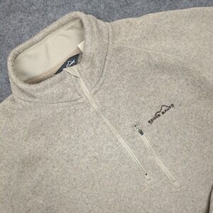Eddie Bauer XL‎ Mens Fleece Pullover Sweater Quarter Zip Beige Outdoor Casual